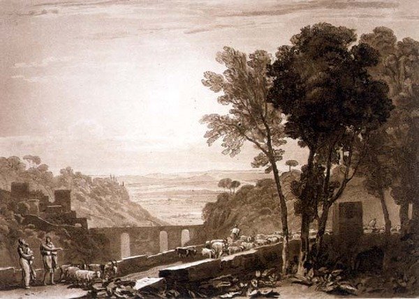 The Bridge and Goats by Joseph Mallord William (after) Turner