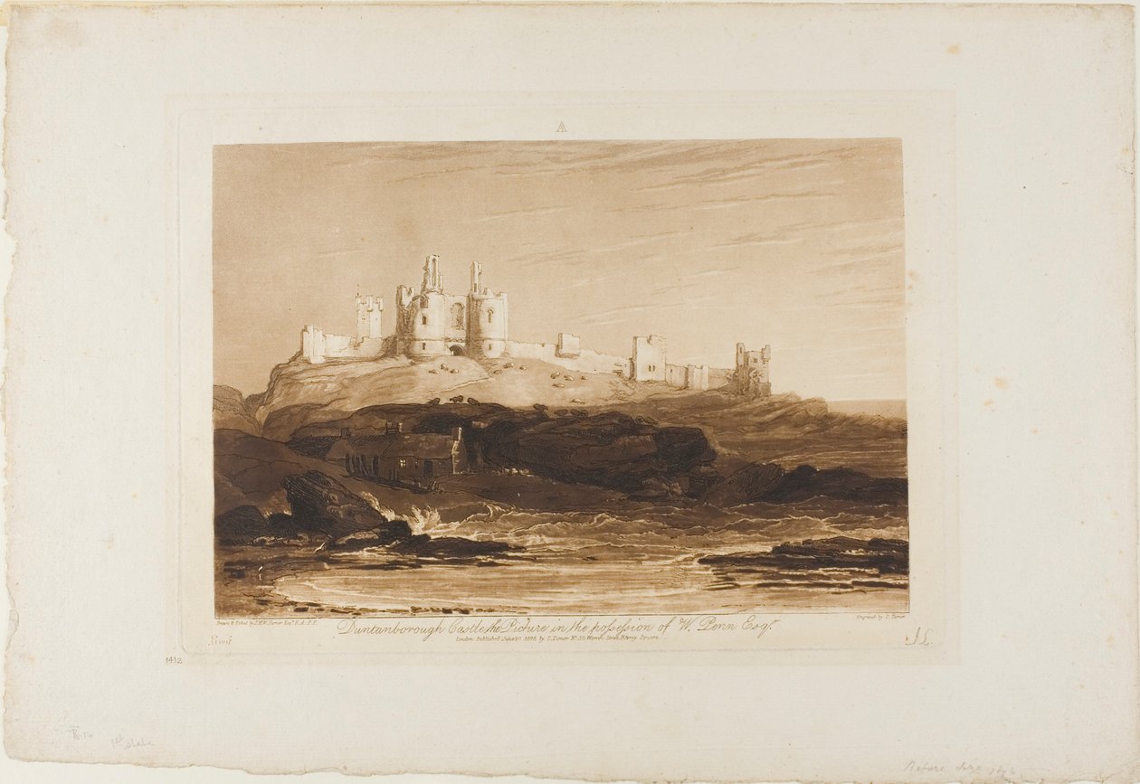 Dunstanborough Castle, plate 14 from Liber Studiorum by Joseph Mallord William Turner
