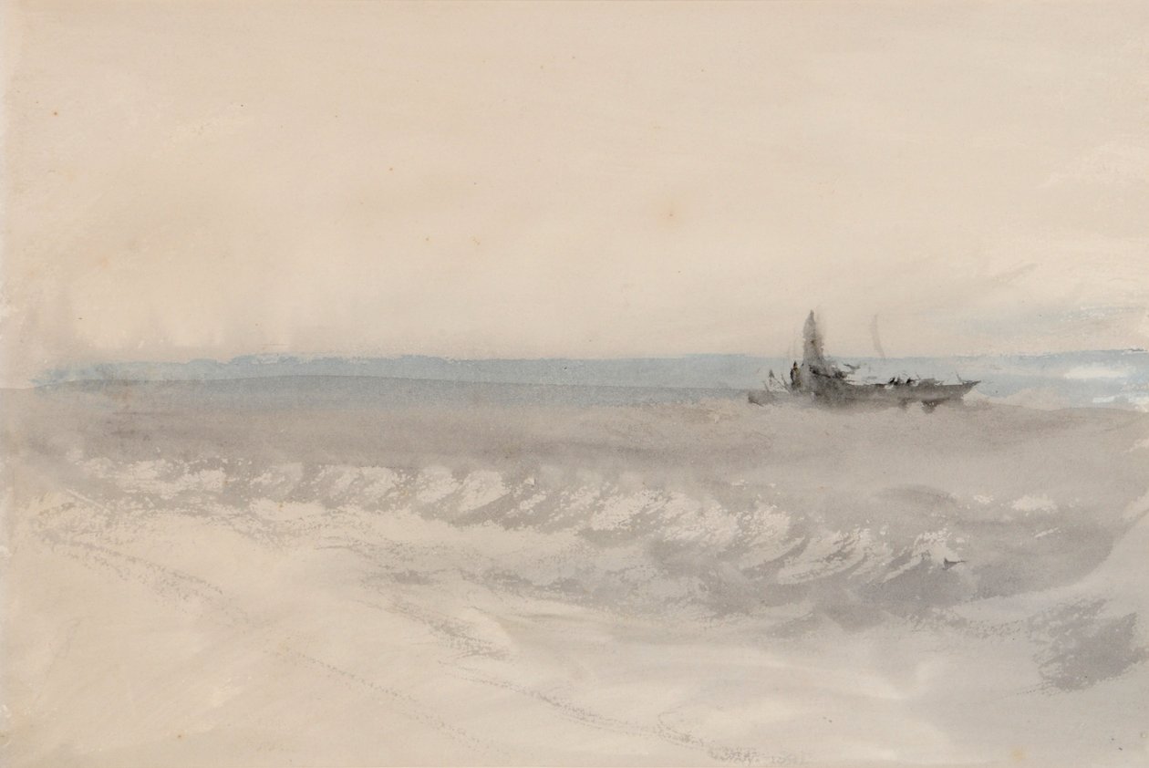 Grey Sea, Boat Running Ashore by Joseph Mallord William Turner