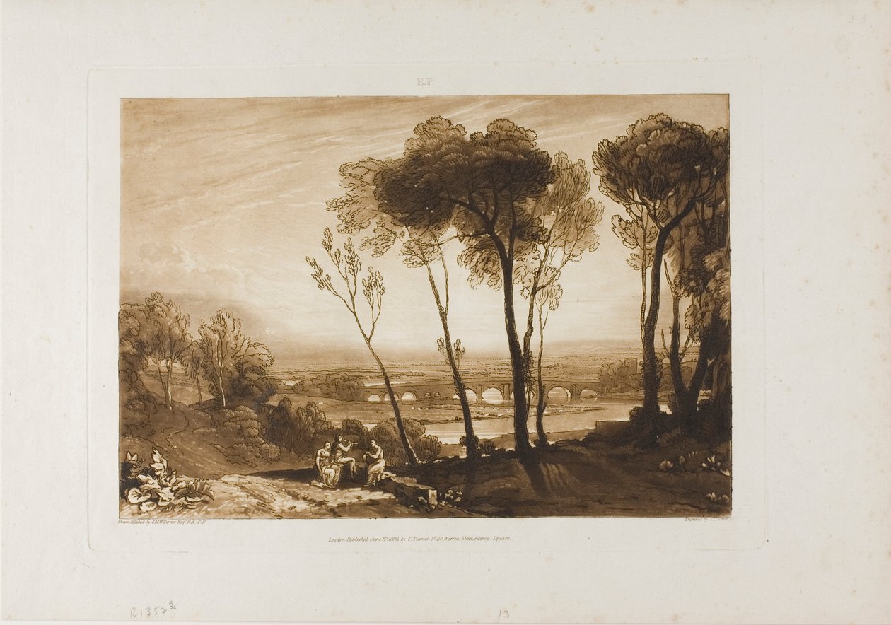 The Bridge in Middle Distance, plate 13 from Liber Studiorum by Joseph Mallord William Turner