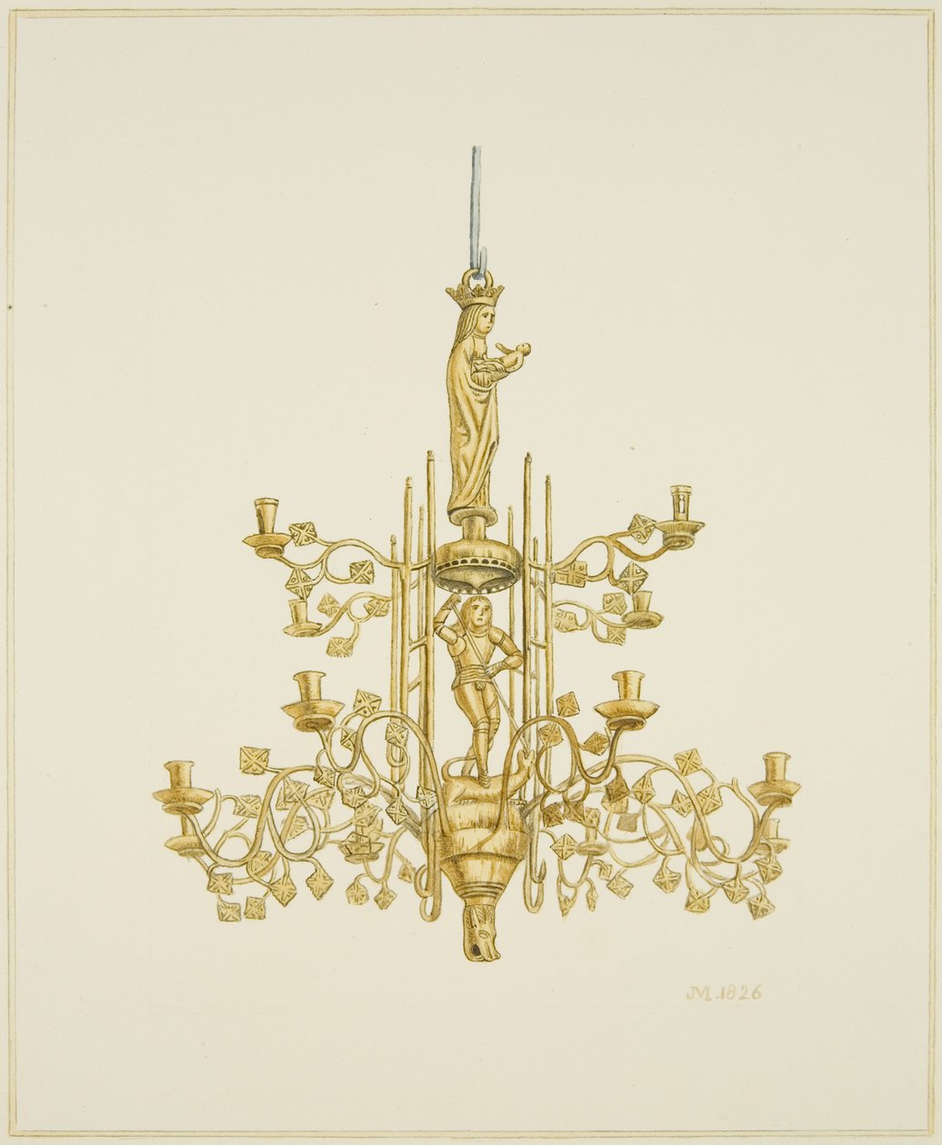 Brass chandelier in Temple Church by Joseph Manning