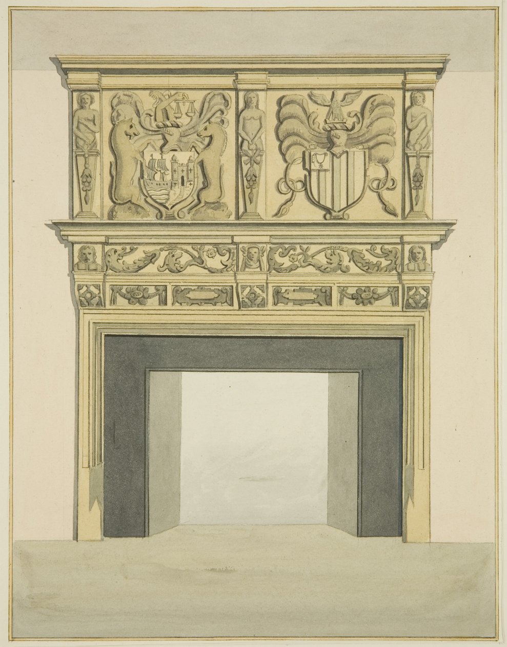 Chimneypiece in former residence of Sir John Knight, Temple Street by Joseph Manning