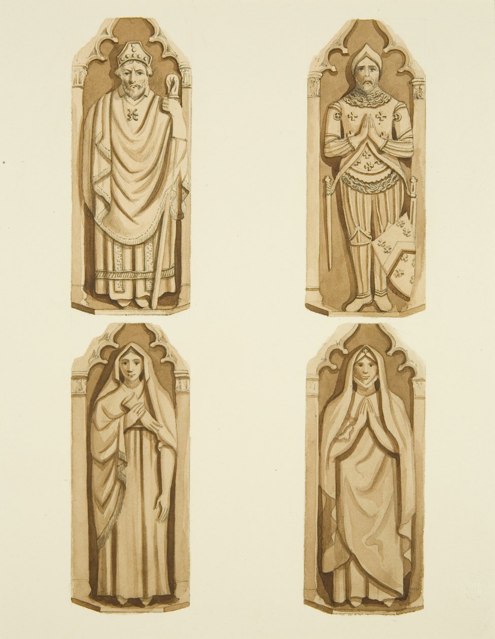 Four figures decorating the doors made by Clarke, on each side of the altar of St Mark