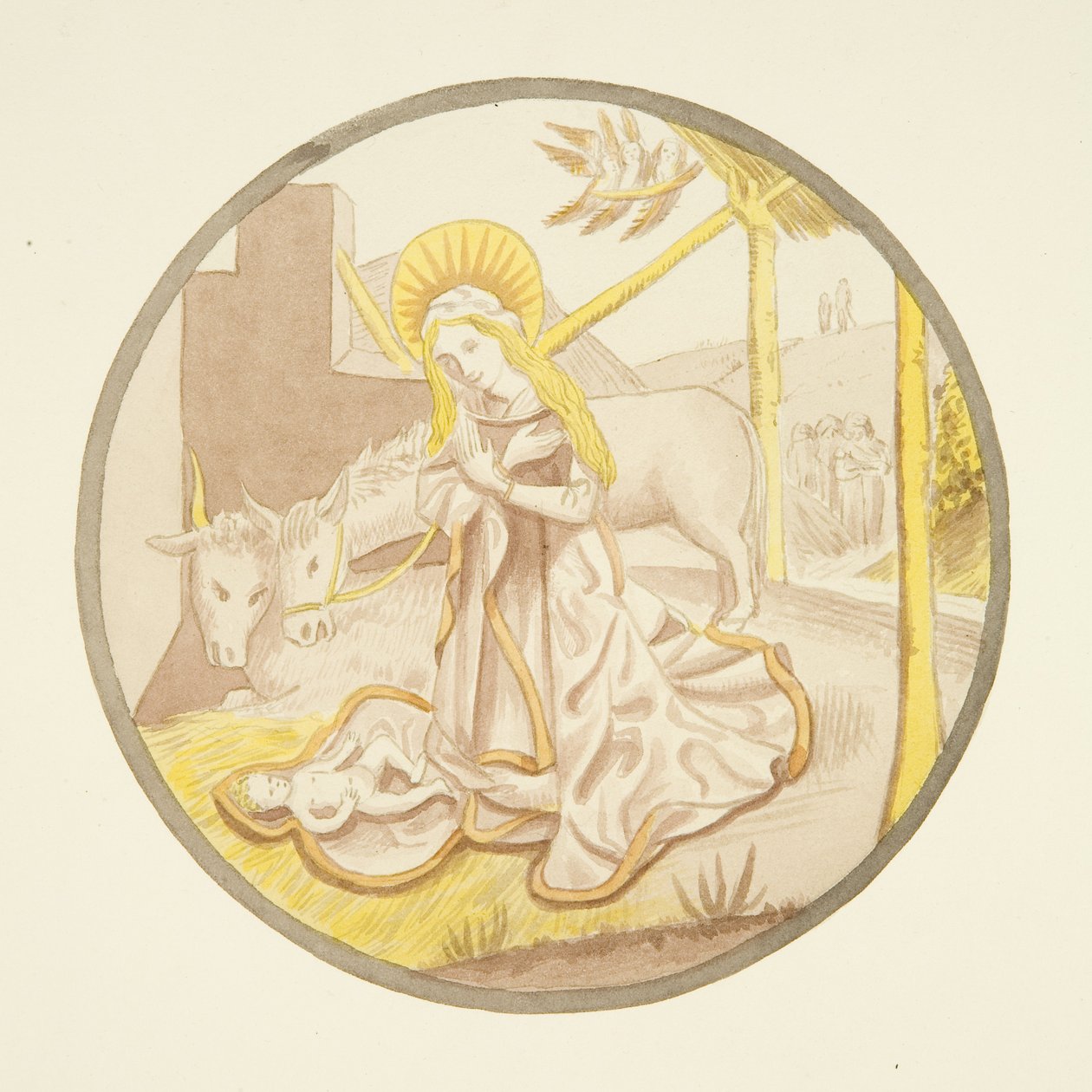 Stained glass in window of private chapel of Bishop