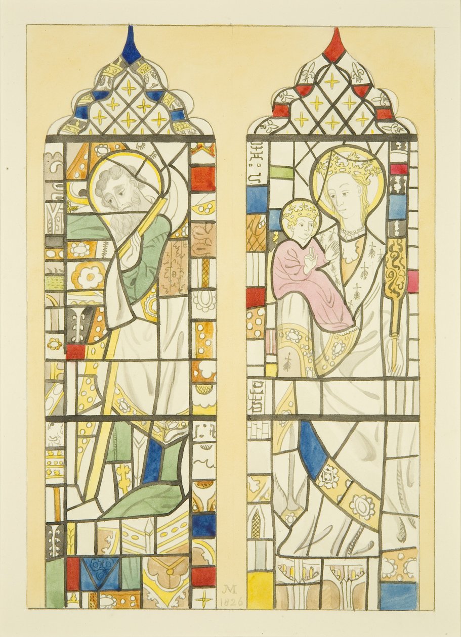 Stained glass in window over font of St Mary Redcliffe by Joseph Manning