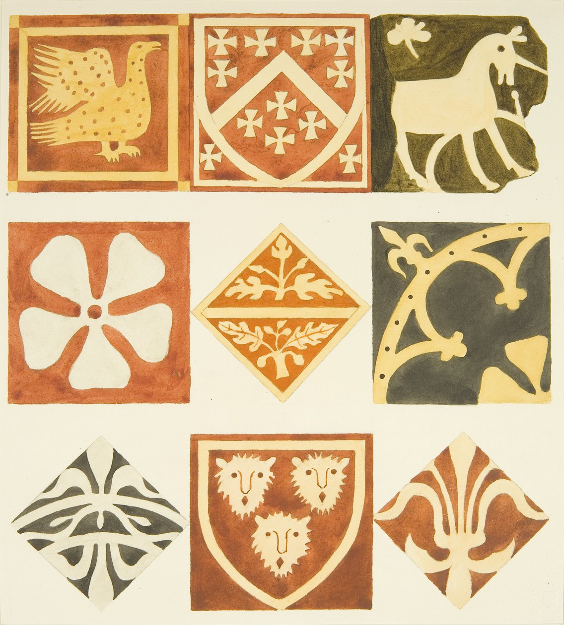Tiles in vestry room and various parts of Bristol Cathedral floor by Joseph Manning