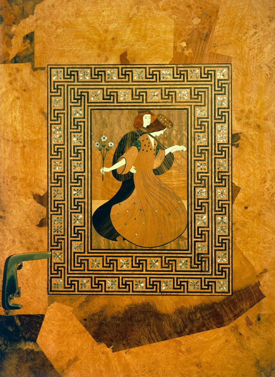Gallant scene, decorative inlay on door to music hall, Vienna, Austria by Joseph Maria Olbrich