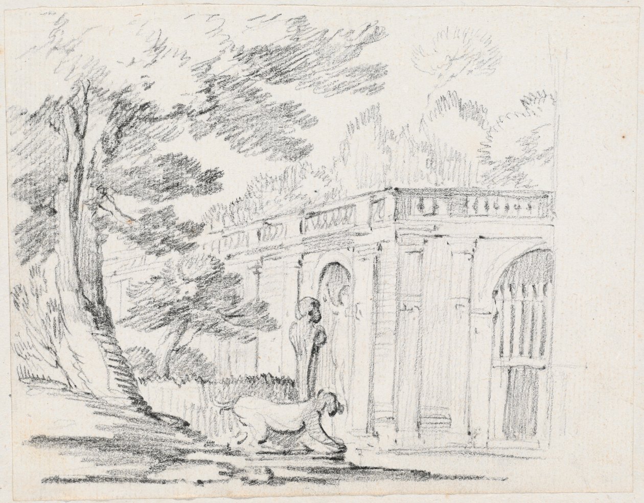 Loggia and Statuary in an Italian Garden by Joseph Marie Vien