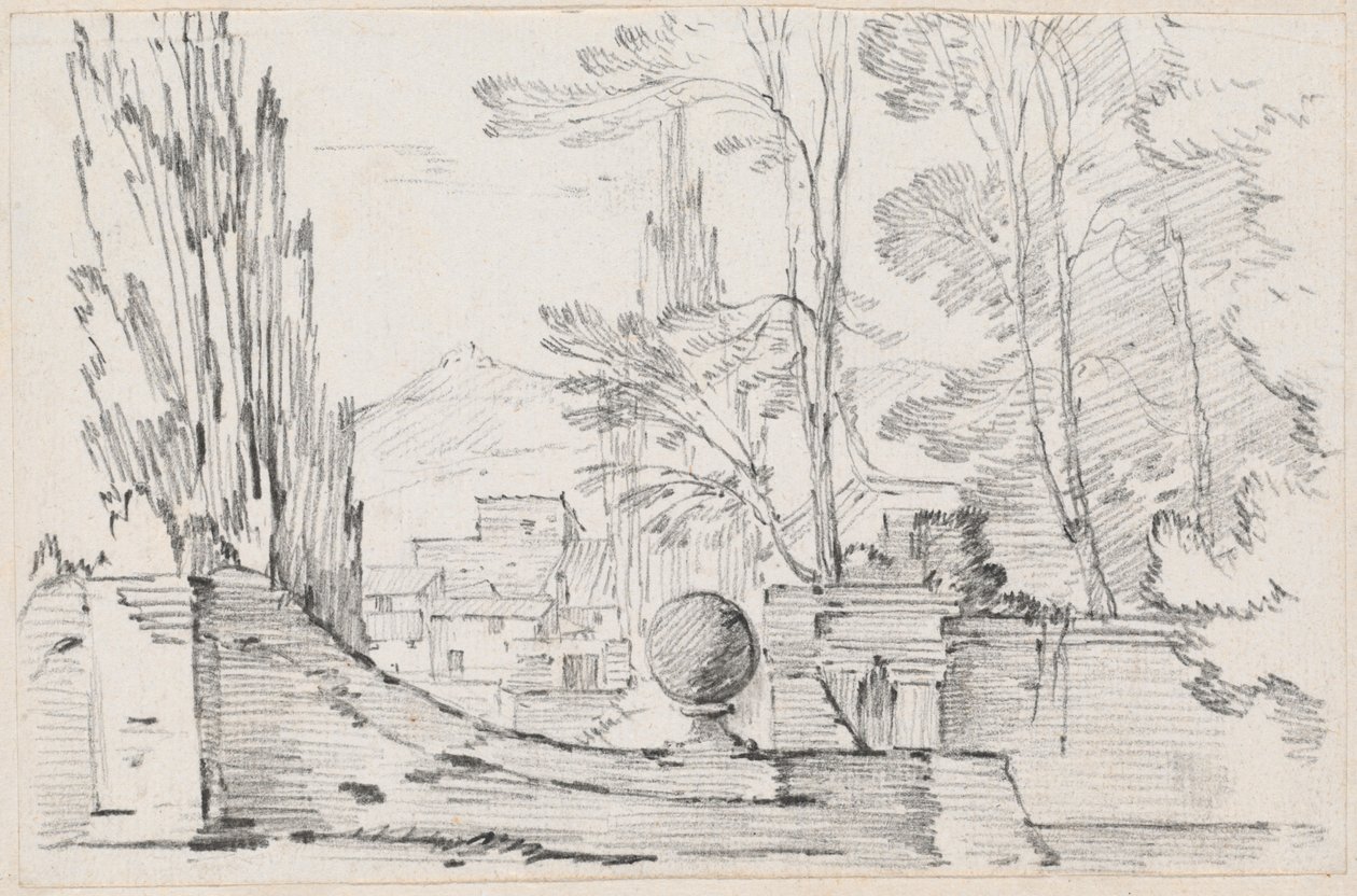 View across the Wall of an Italian Garden by Joseph Marie Vien