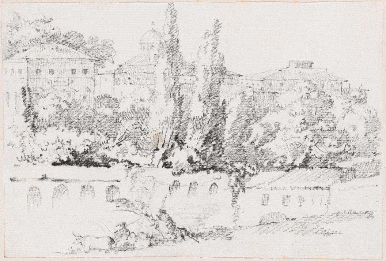 Walls of Rome with Santa Maria del Popolo in the Distance by Joseph Marie Vien