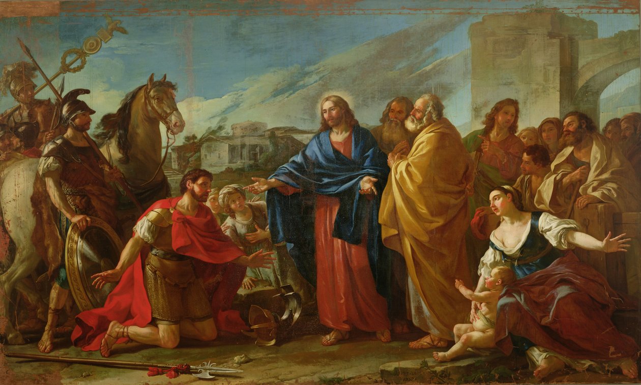 The Centurion Kneeling at the Feet of Christ or, Jesus Healing the Son of an Officer, 1752 by Joseph Marie, the Elder Vien