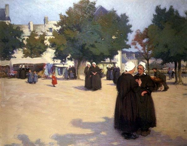 The Village Square, Brittany by Joseph Milner Kite
