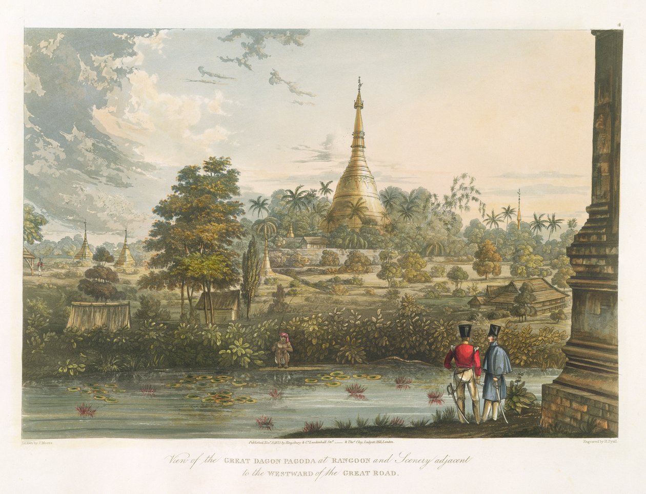 View of the Great Dagon Pagoda at Rangoon from the West, Engraved by Henry Pyall, 1825-26 by Joseph Moore