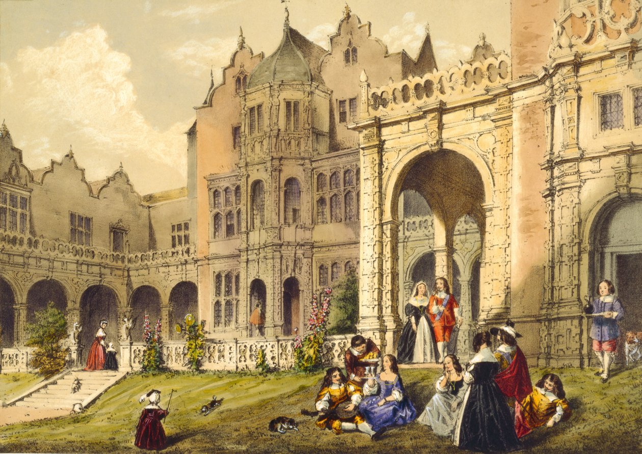 Taking refreshment on the terrace lawn, Holland House, Kensington from 