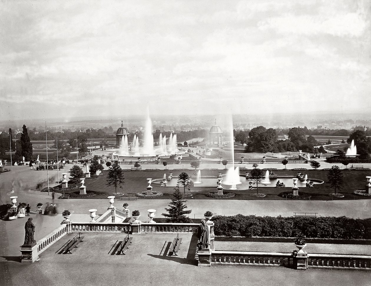 The Crystal Palace in London: terraces and fountains, c.1870 by Joseph Paxton