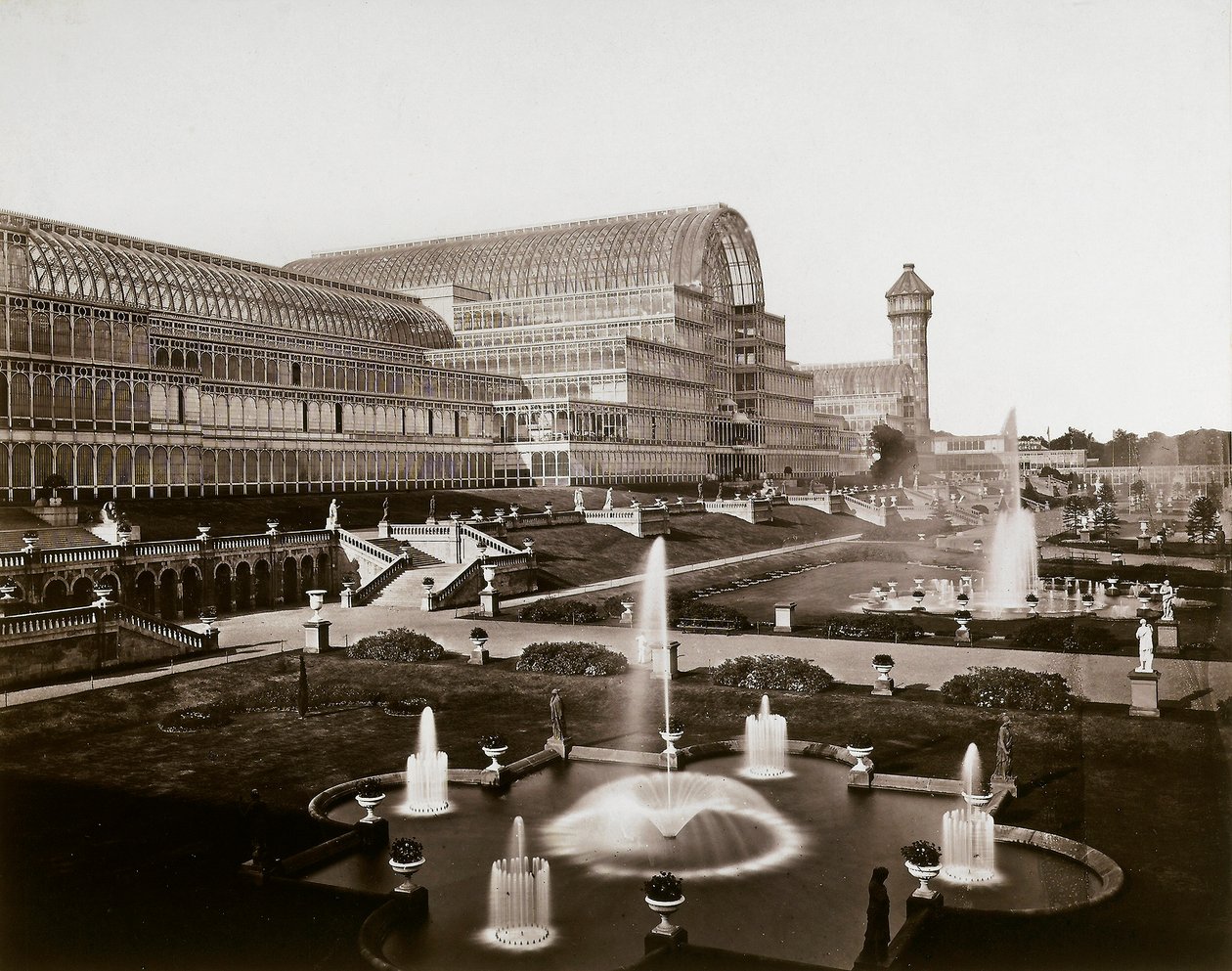 The Crystal Palace in London: The Gardens and Fountains, c.1870