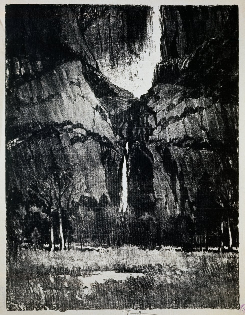 At foot of waterfall, by Joseph Pennell, engraving by Joseph Pennell