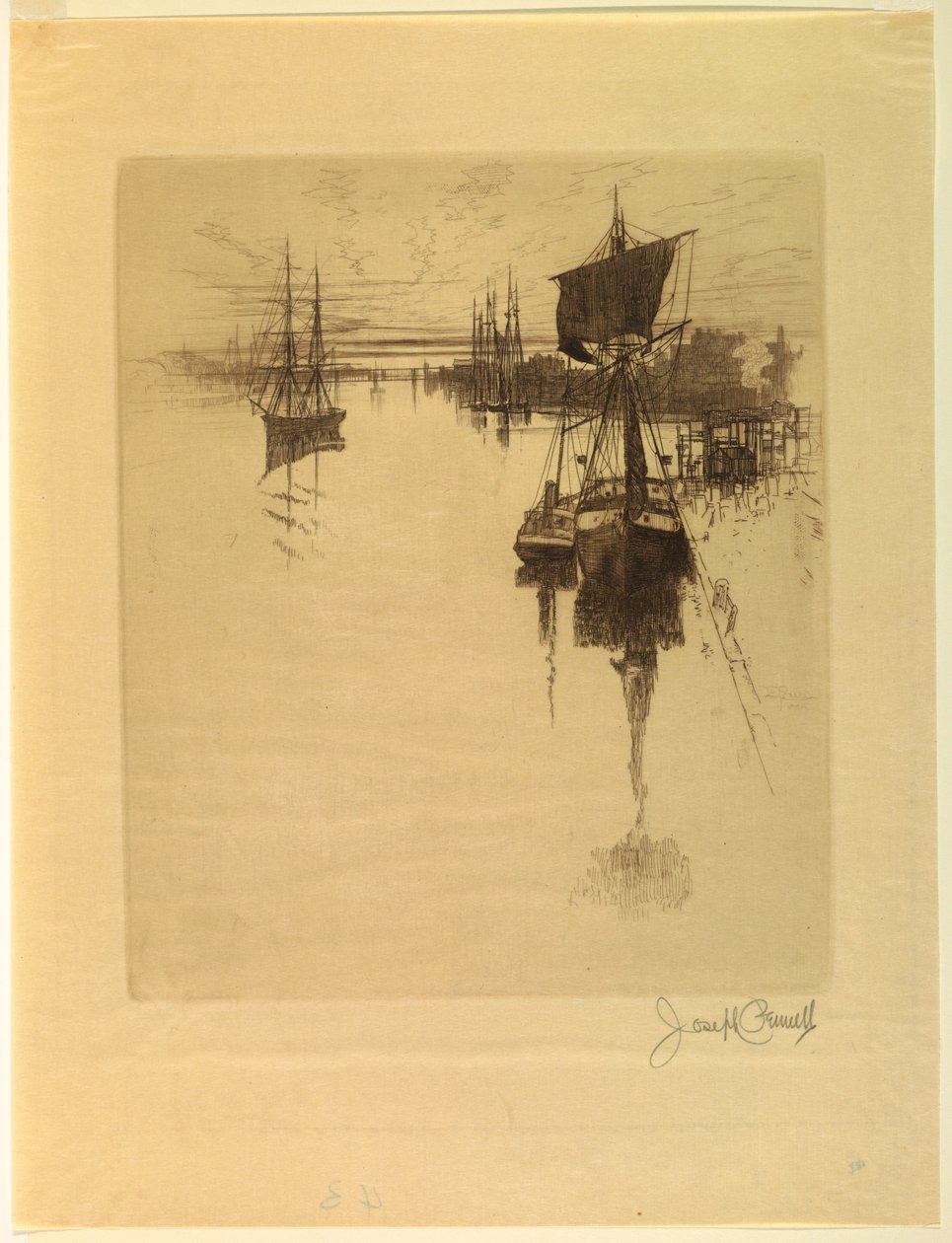 Below Chestnut Street Bridge by Joseph Pennell