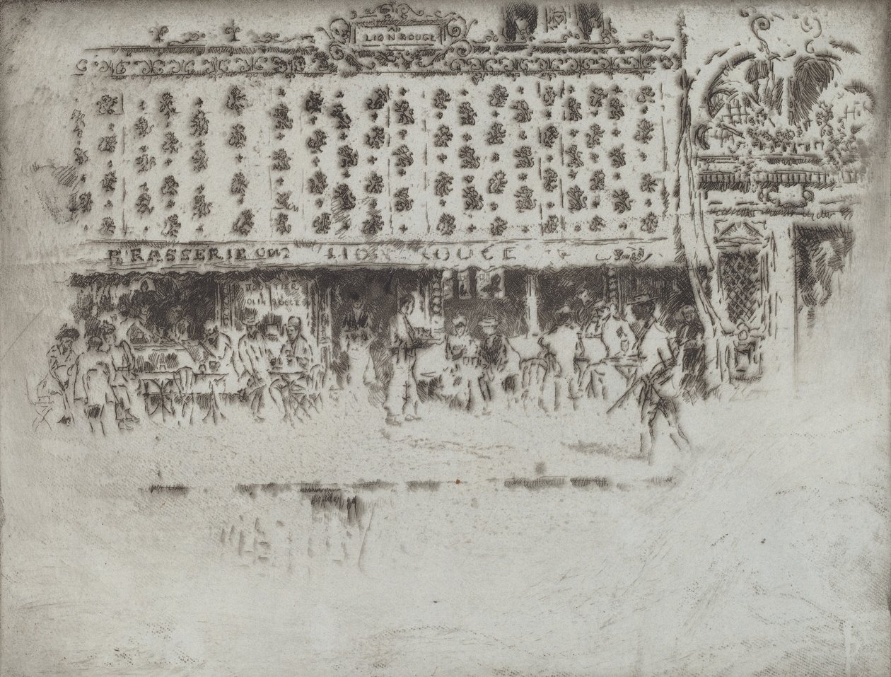 Brasserie, Au Lion Rouge by Joseph Pennell