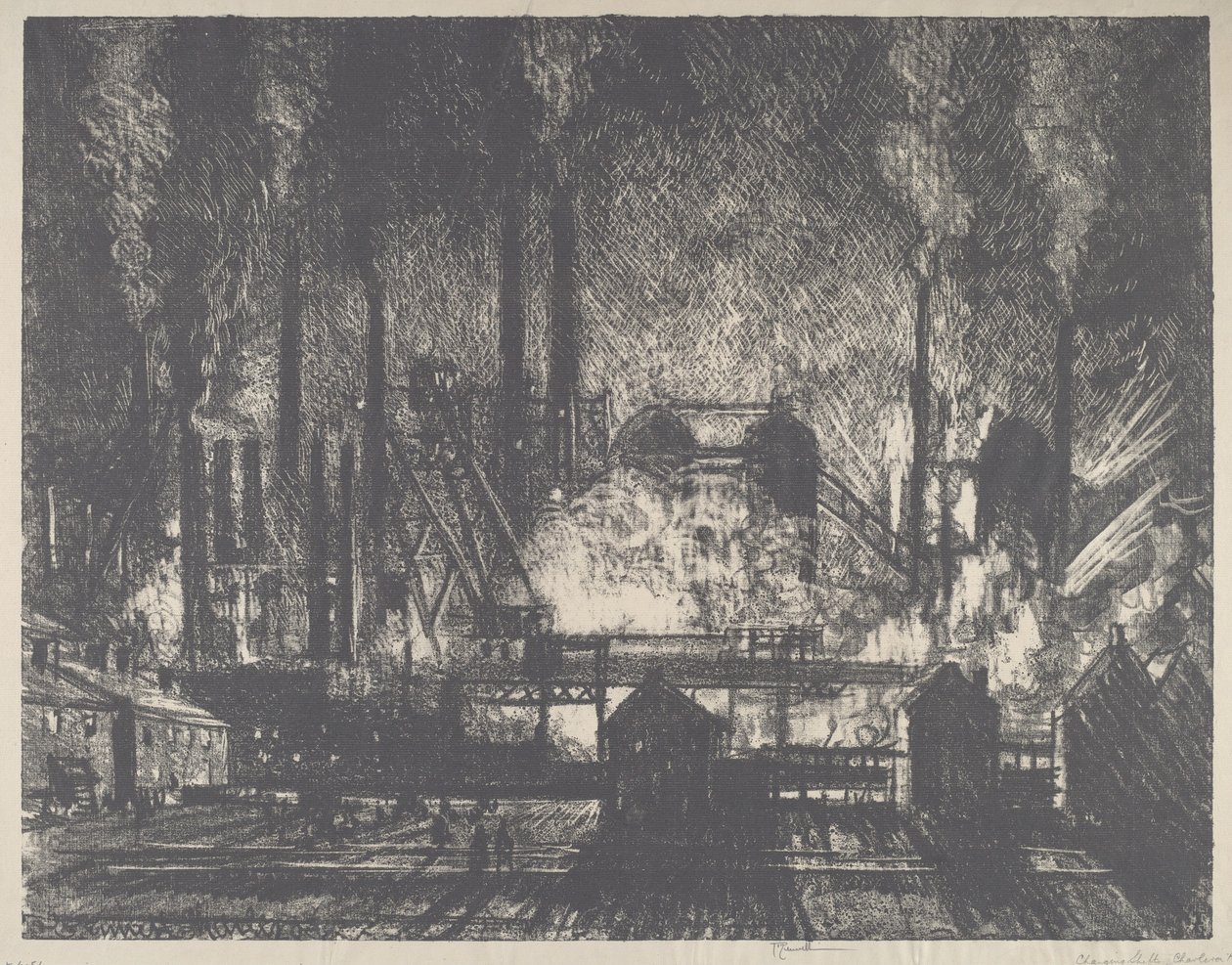 Changing Shifts, Charleroi by Joseph Pennell