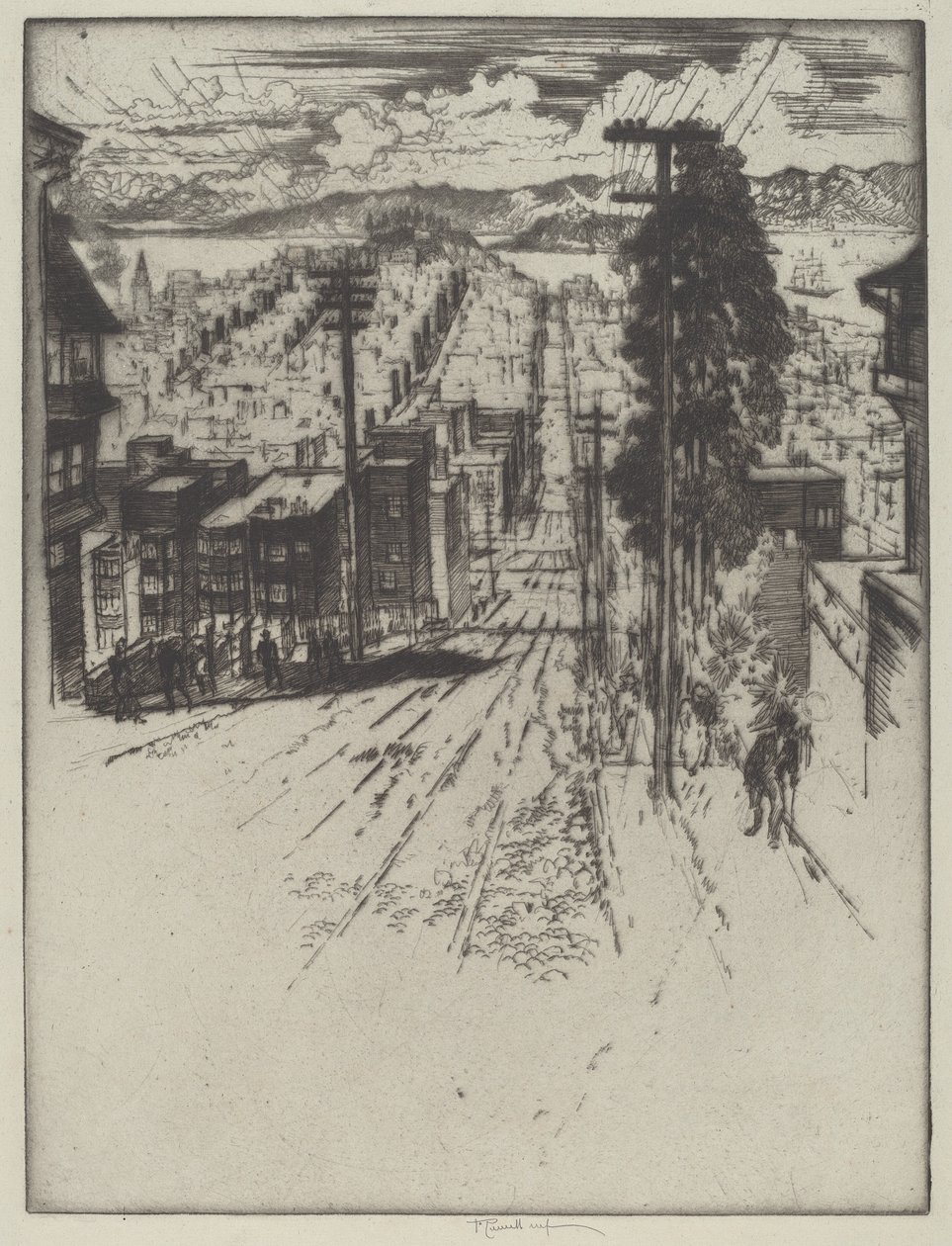 Down and Up the Hills to the Bay, San Francisco by Joseph Pennell