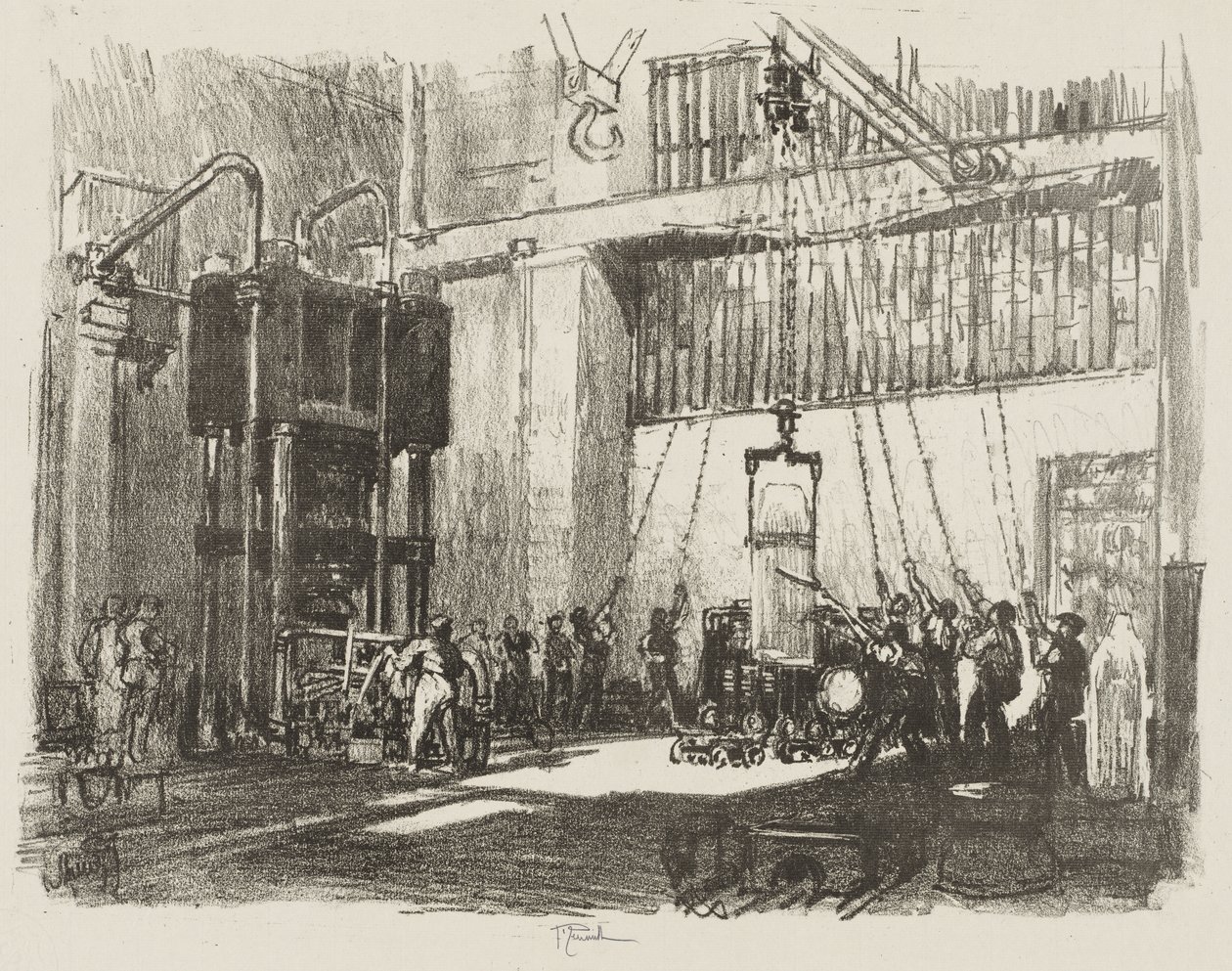 English War Work: Bottling the Big Shell by Joseph Pennell