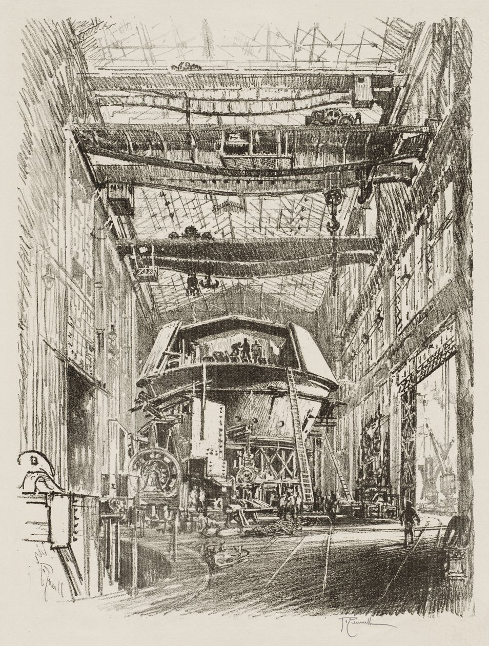 English War Work: Building the Great Turret by Joseph Pennell