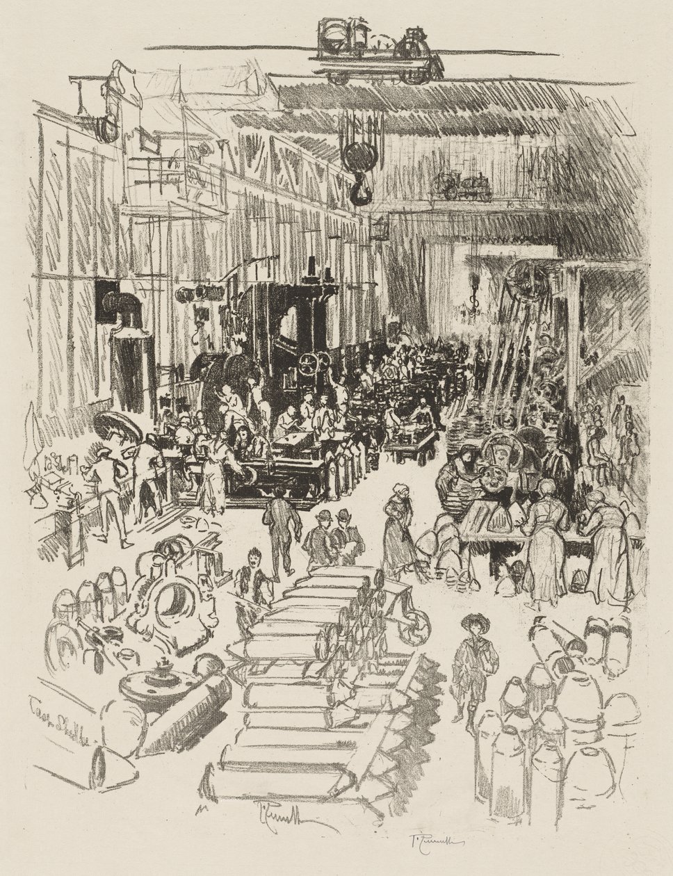English War Work: Finishing Shells by Joseph Pennell