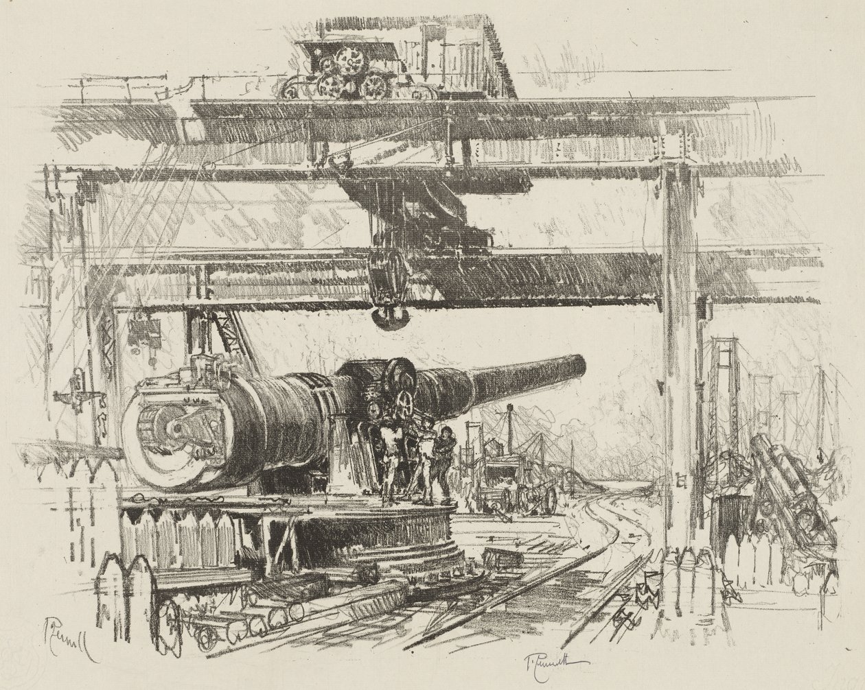 English War Work: Gun-Testing by Joseph Pennell