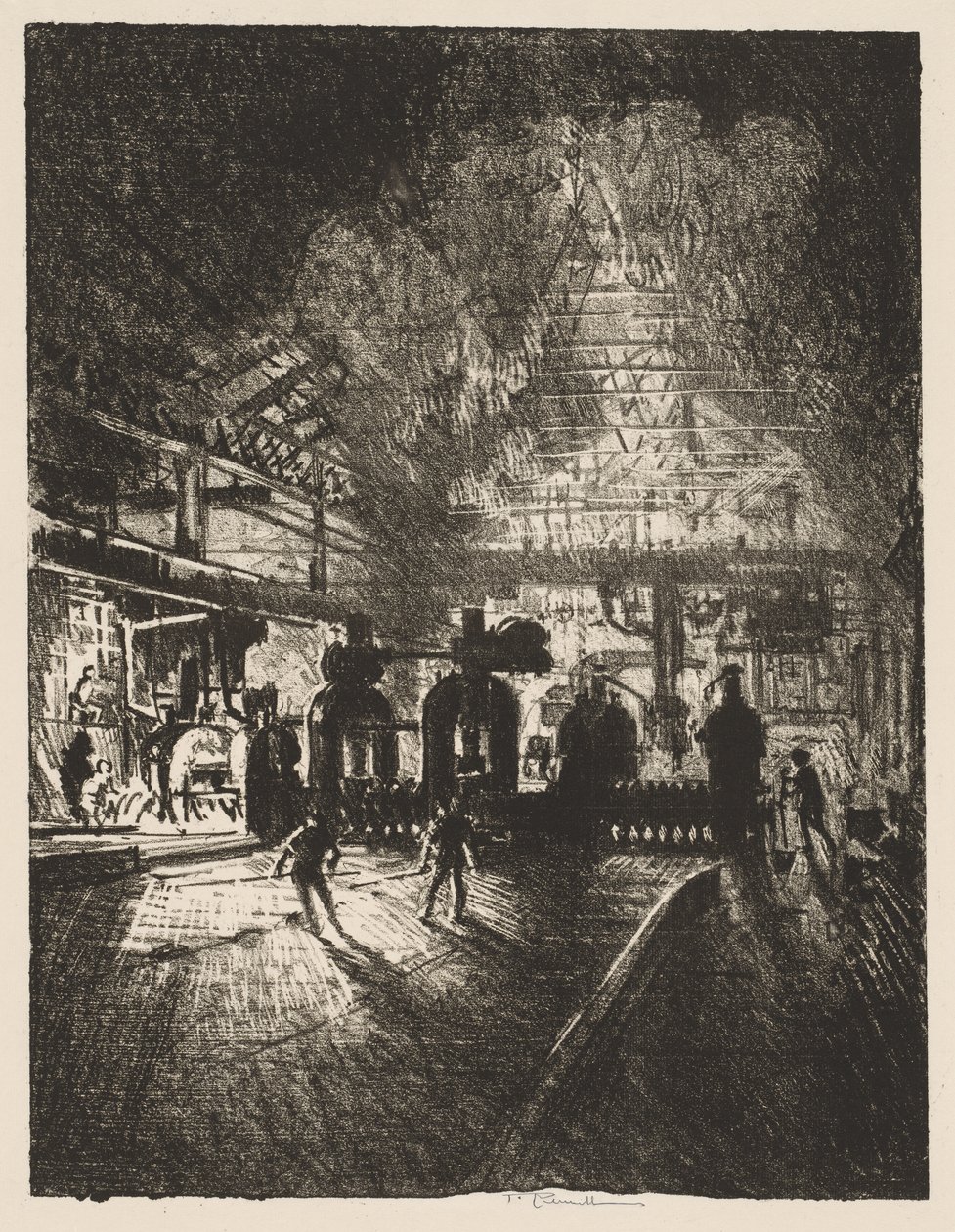 English War Work: In the Jaws of Death, Rolling Bars for Shells by Joseph Pennell