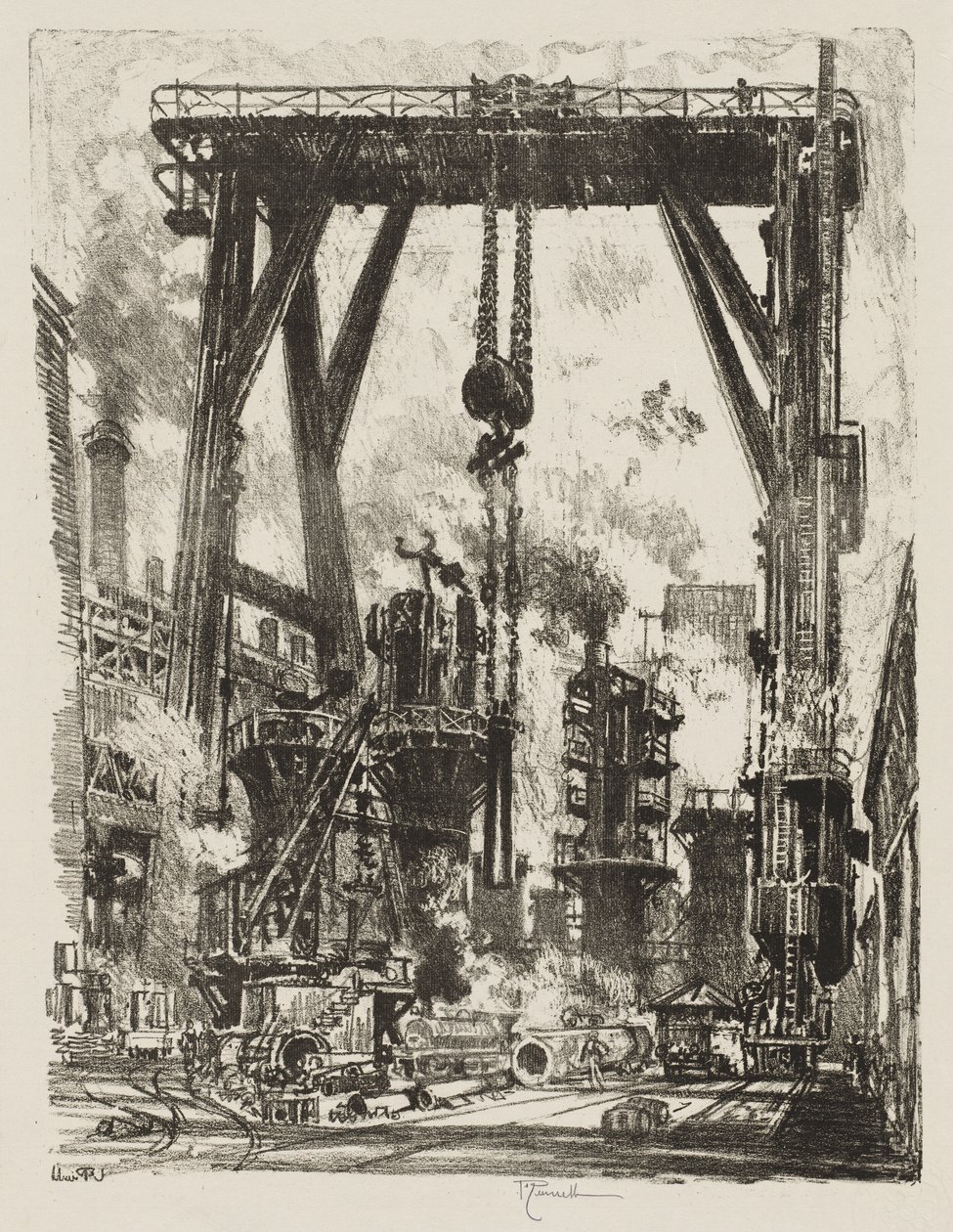 English War Work: The Old Gun Pit by Joseph Pennell