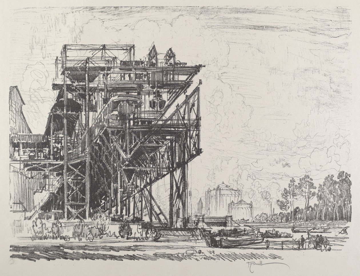 Gas Works from the Canal, Berlin by Joseph Pennell
