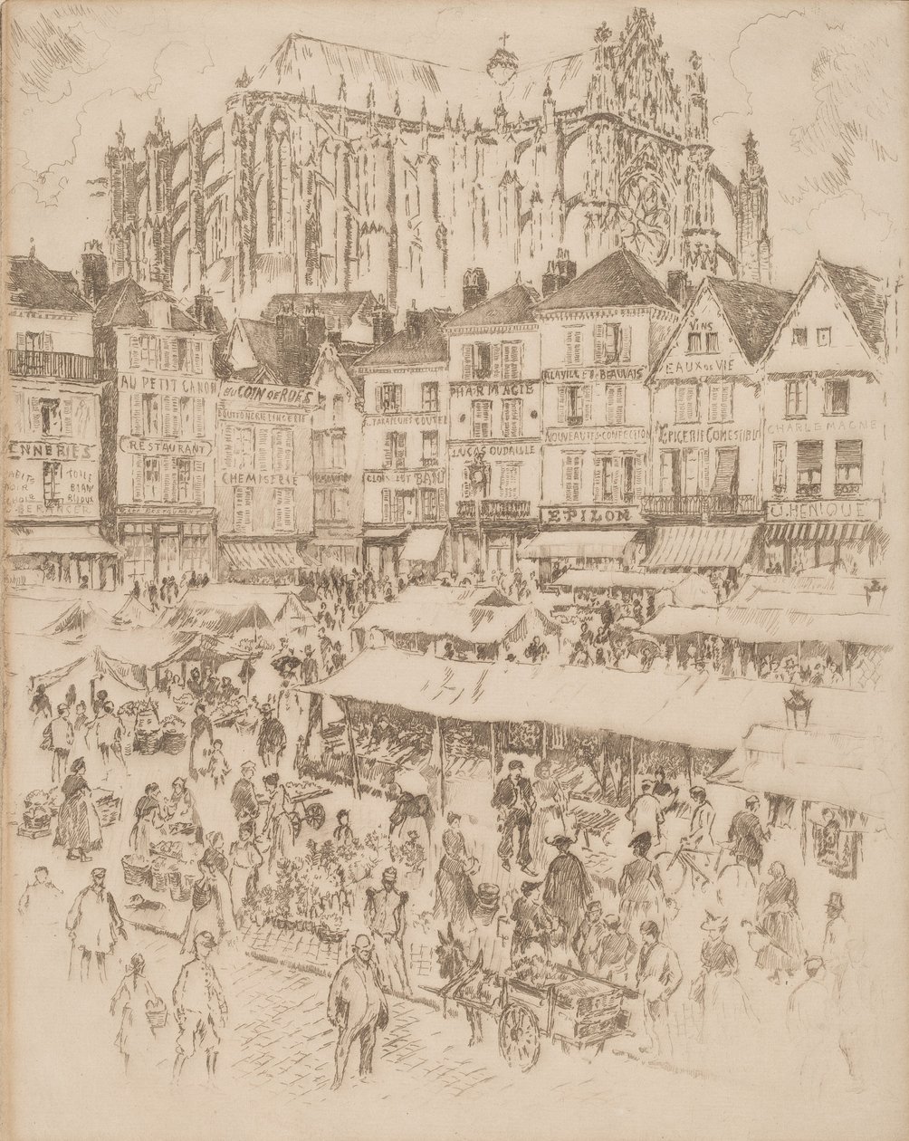 La Place, Beauvais by Joseph Pennell