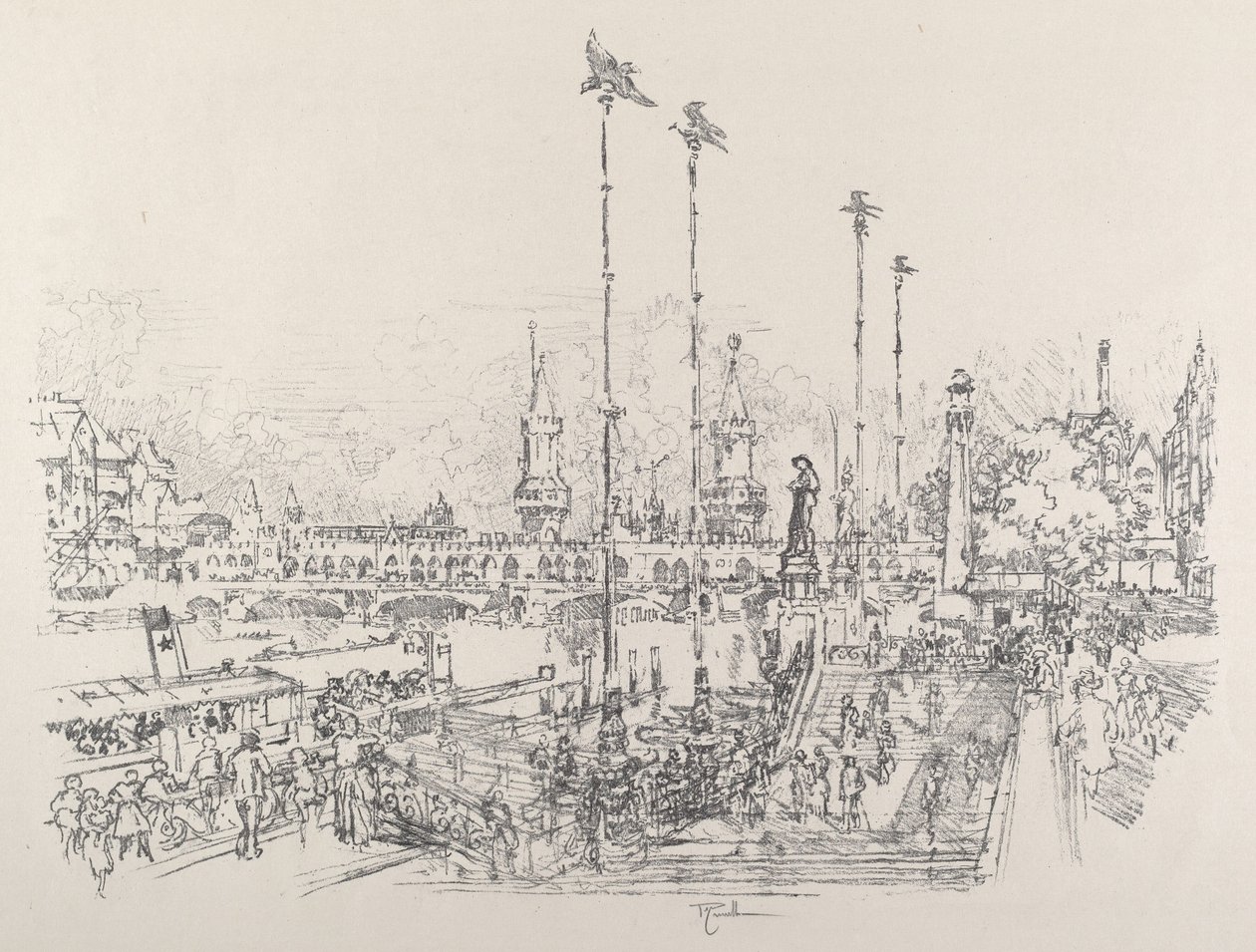 Oberbaum-Brucke, Berlin, 1921 by Joseph Pennell