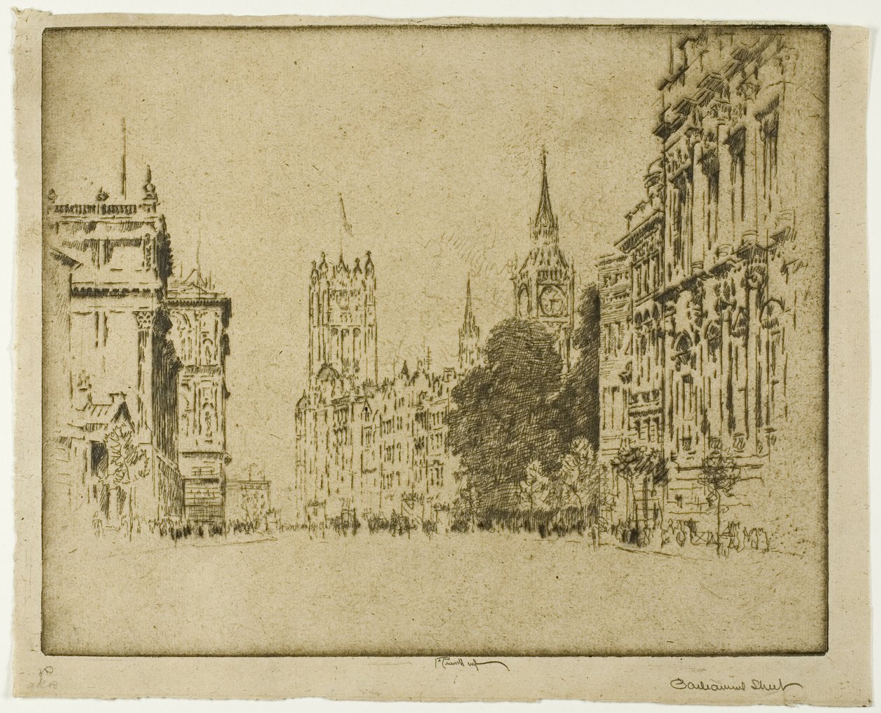 Parliament Street, Westminster by Joseph Pennell