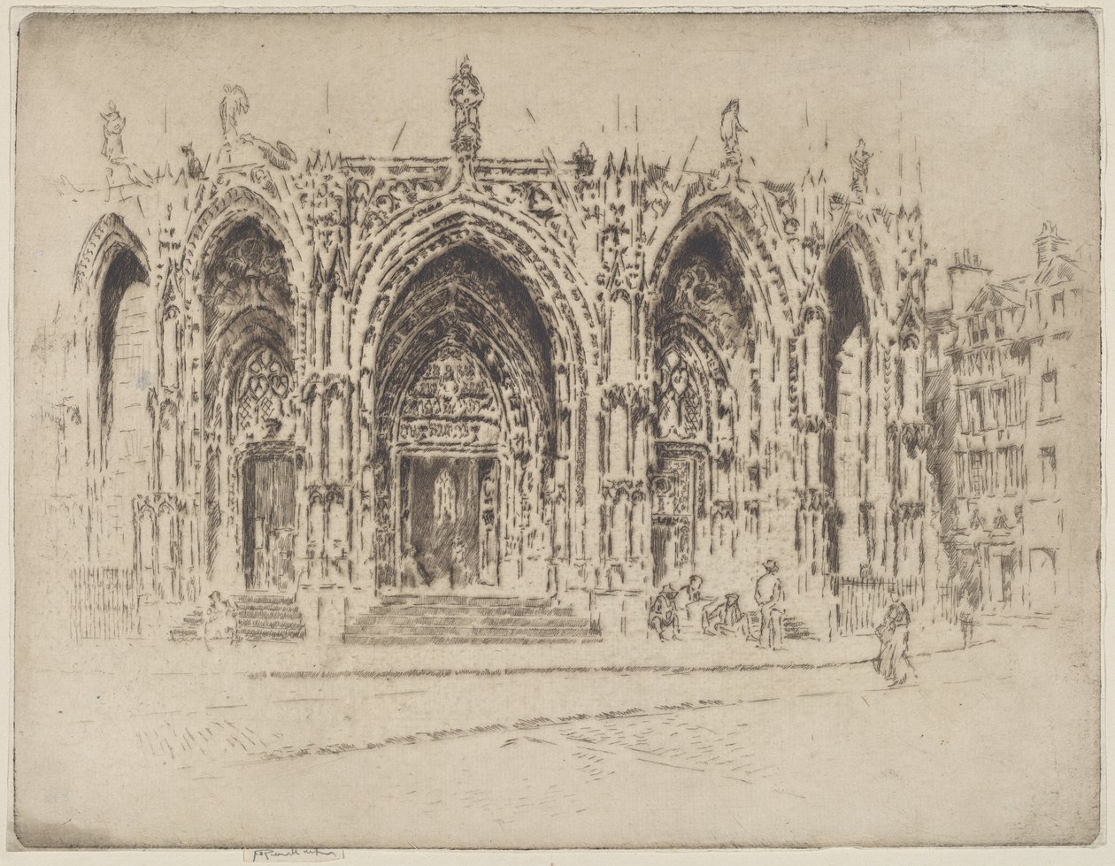 Porch of San Maclou, Rouen by Joseph Pennell