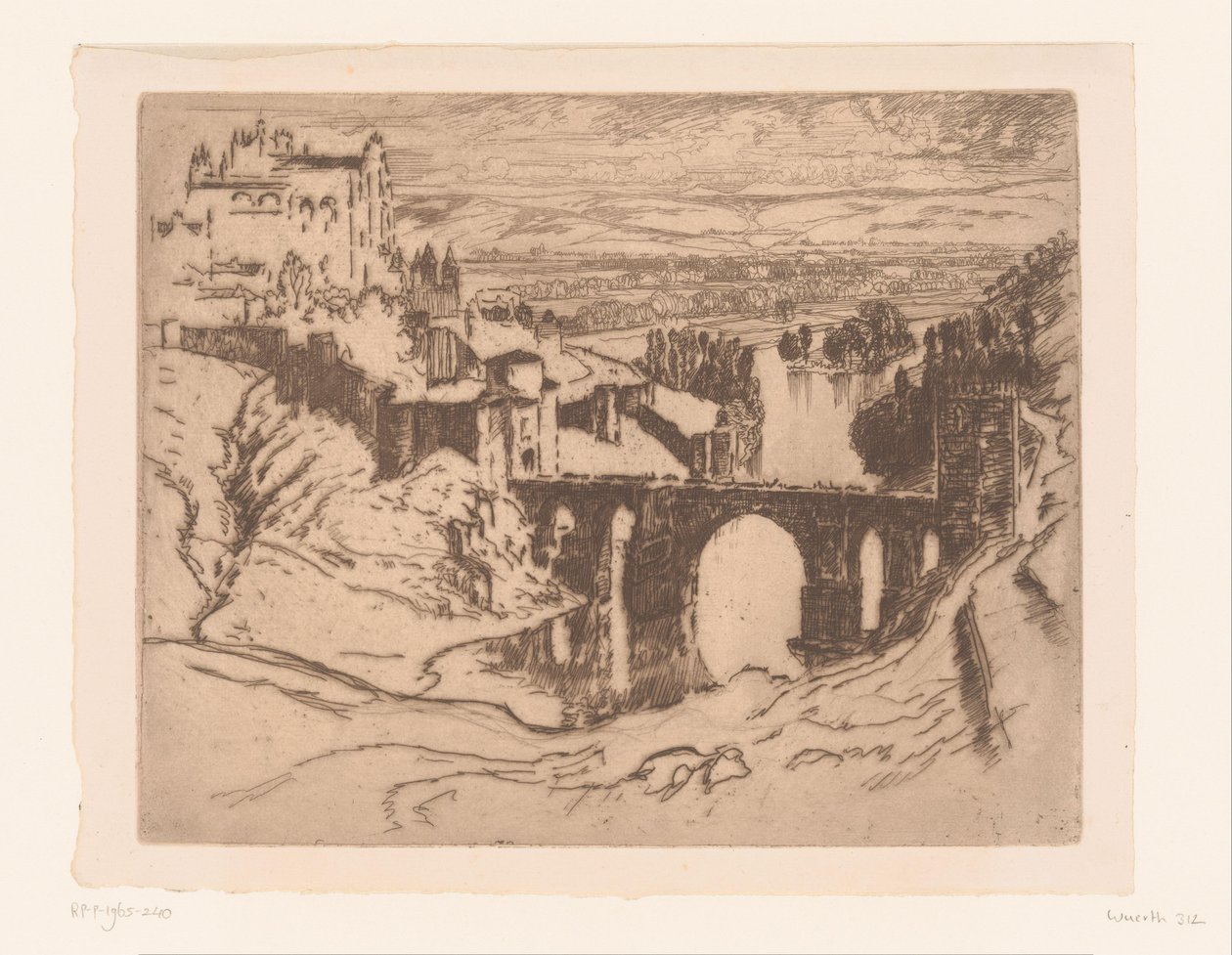 Puente de Alcántara in Toledo by Joseph Pennell