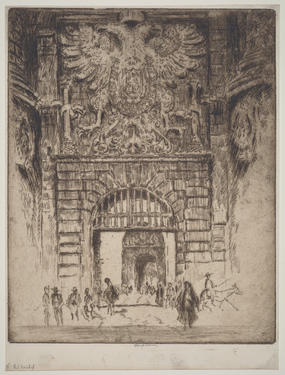 Puerta de Bisagra, Gate of Madrid, Toledo by Joseph Pennell