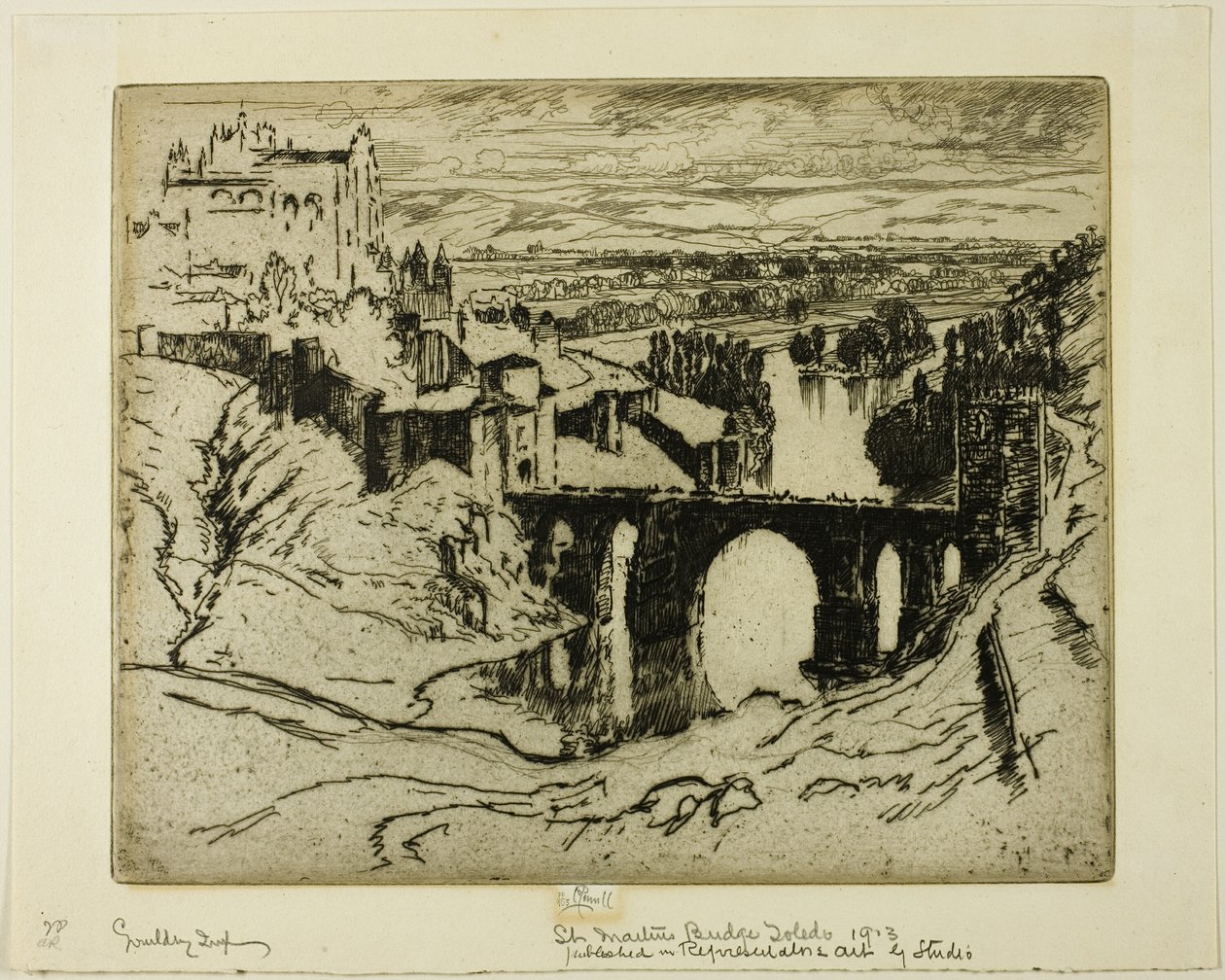 St. Martins Bridge, Toledo by Joseph Pennell