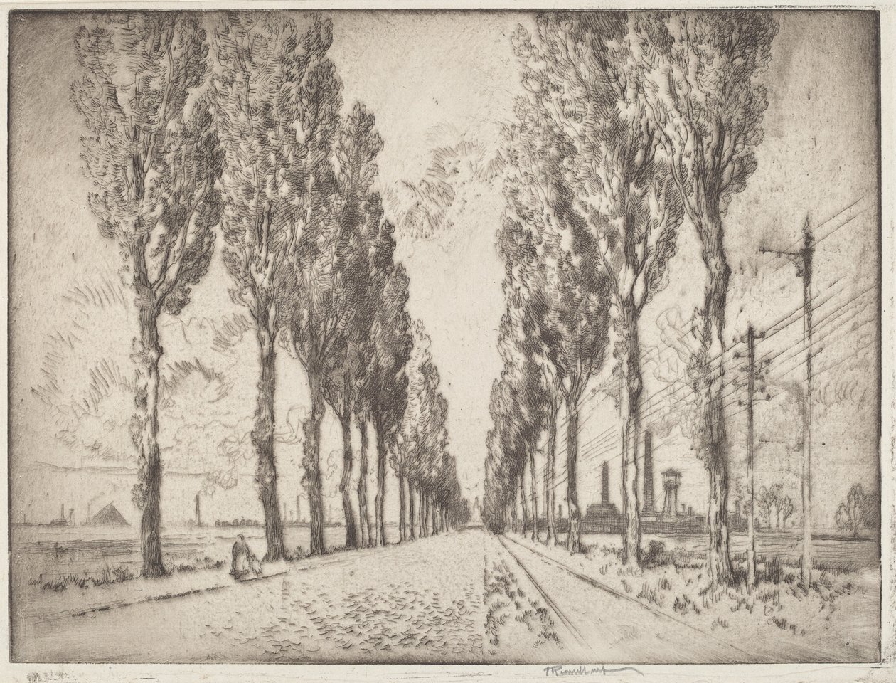 The Avenue, Valenciennes by Joseph Pennell