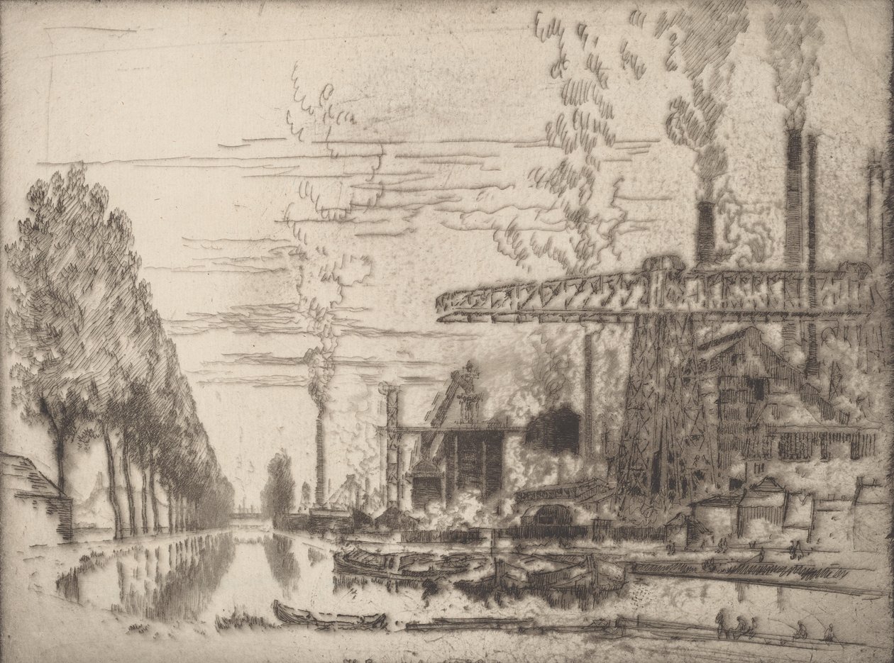 The Brussels Canal, A Modern Hobbema, 1910 by Joseph Pennell