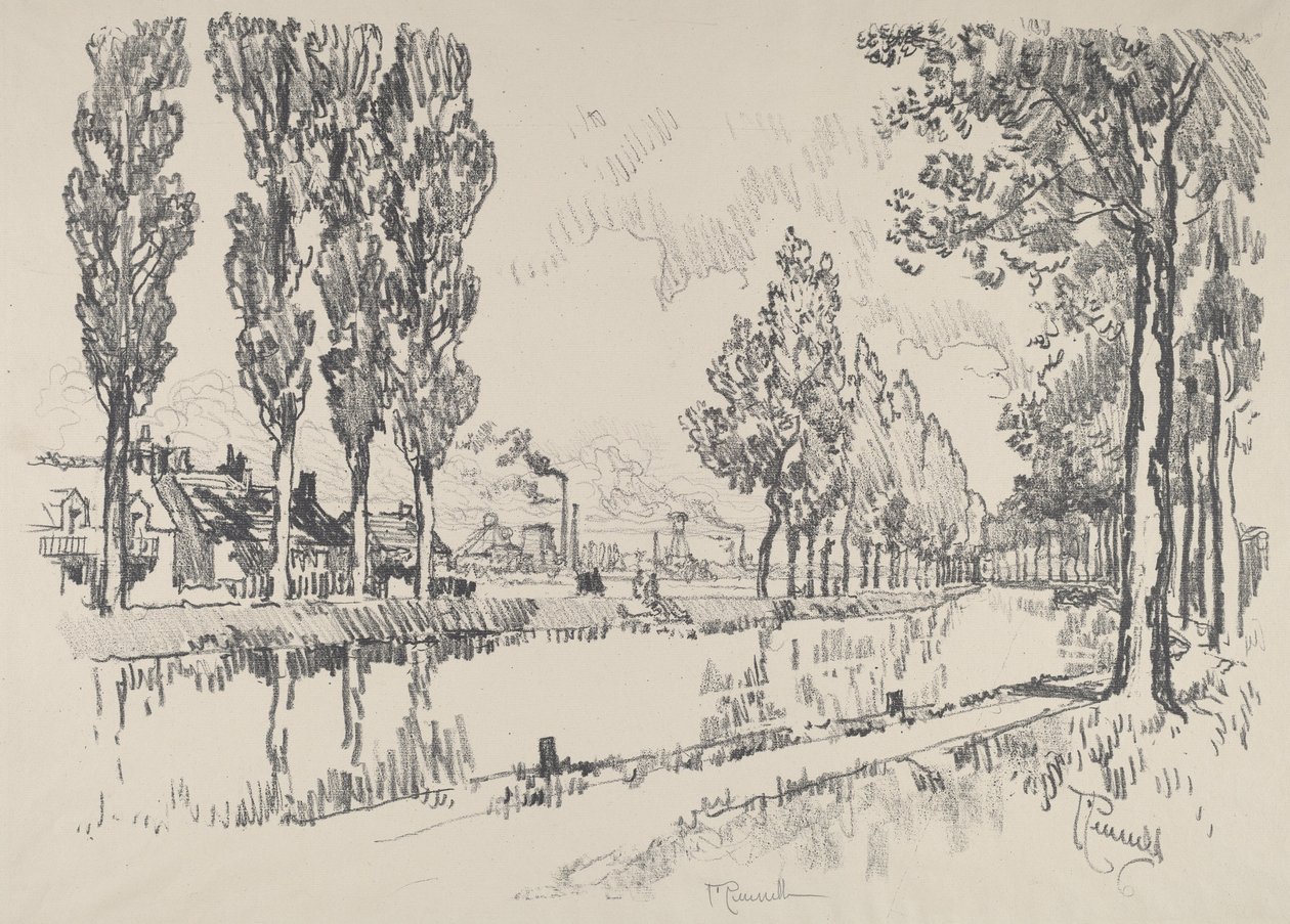 The Canal at Blanzy, France by Joseph Pennell