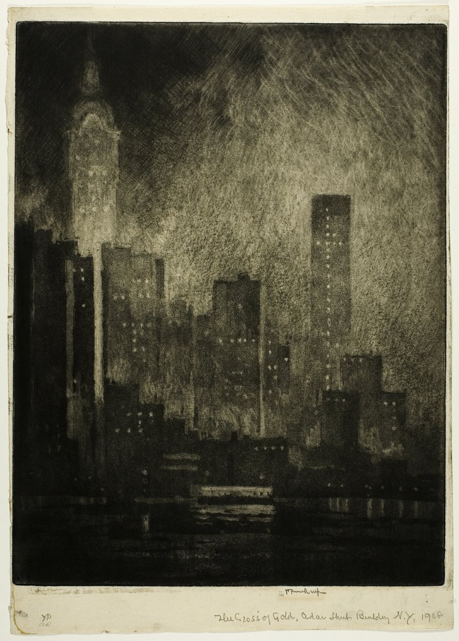 The Cross of Gold, Cedar Street Building by Joseph Pennell