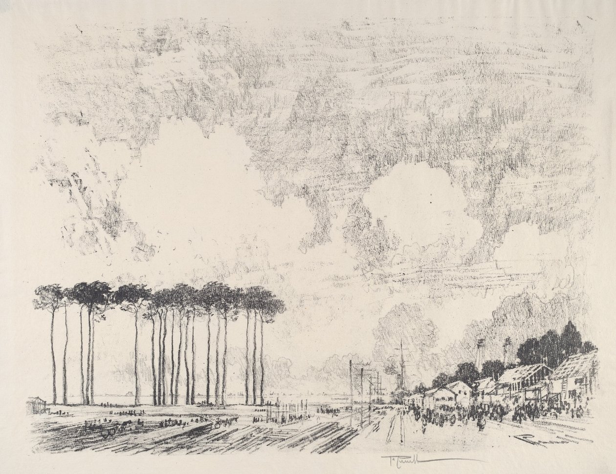 The Embarkation Camp, the Classic Grove, 1917 by Joseph Pennell