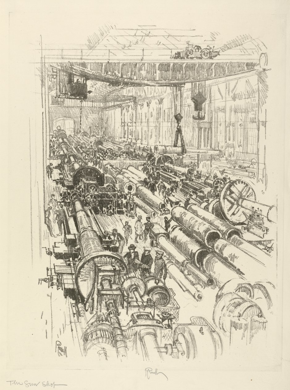 The English War Series: W.441. The Gun Shop, 1916 by Joseph Pennell
