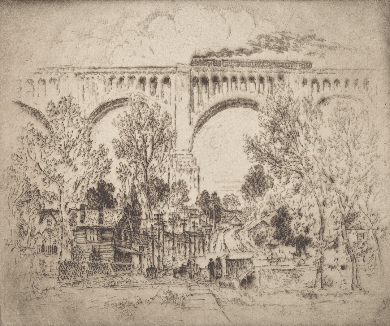 The Viaduct, D., L. & W. at Nicholson, Pa. by Joseph Pennell