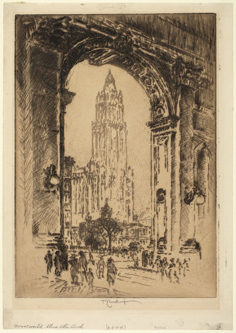 The Woolworth Building through the Arch by Joseph Pennell