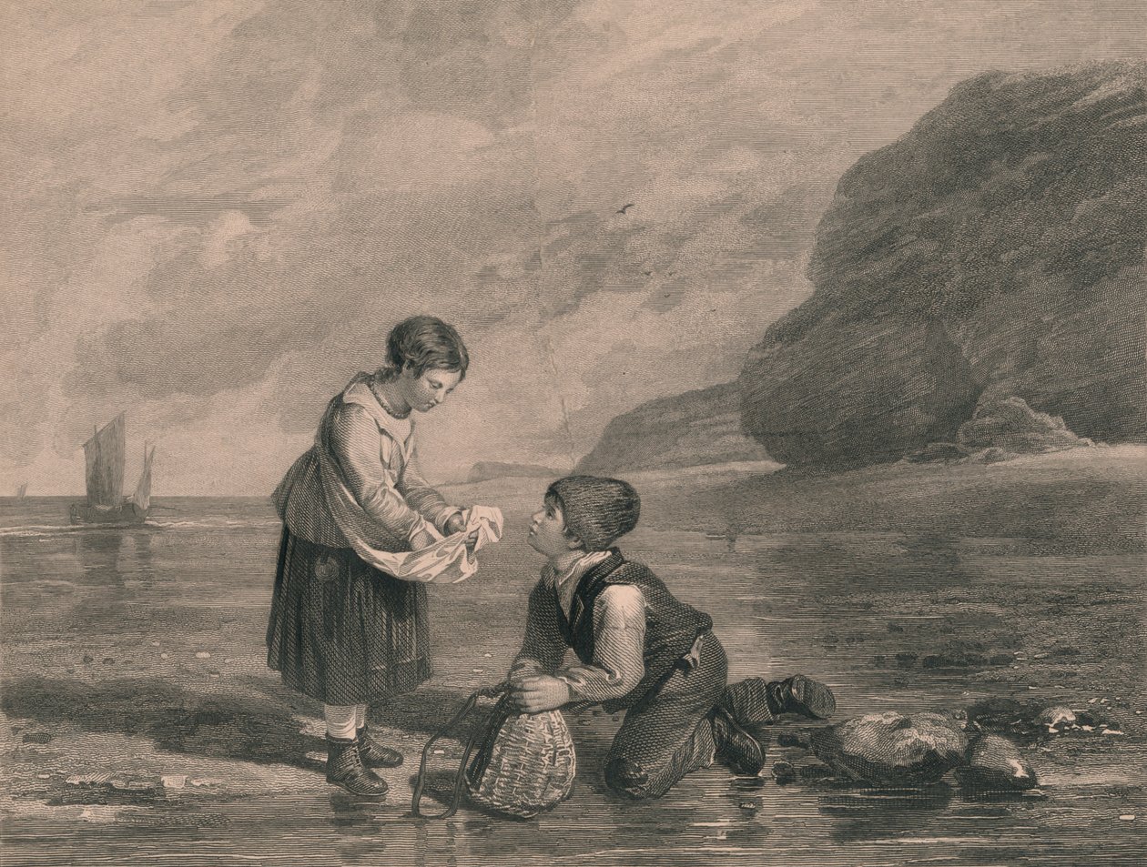 Young Shrimp Catchers, early 19th century by Joseph Phelps