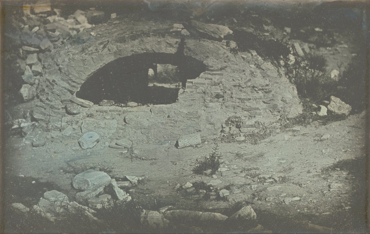 Athens. Temple of Minerva Poliade (foreground) / Cistern Opening at the Foot of the Erechtheion, Acropolis, Athens by Philibert Joseph Girault de Prangey