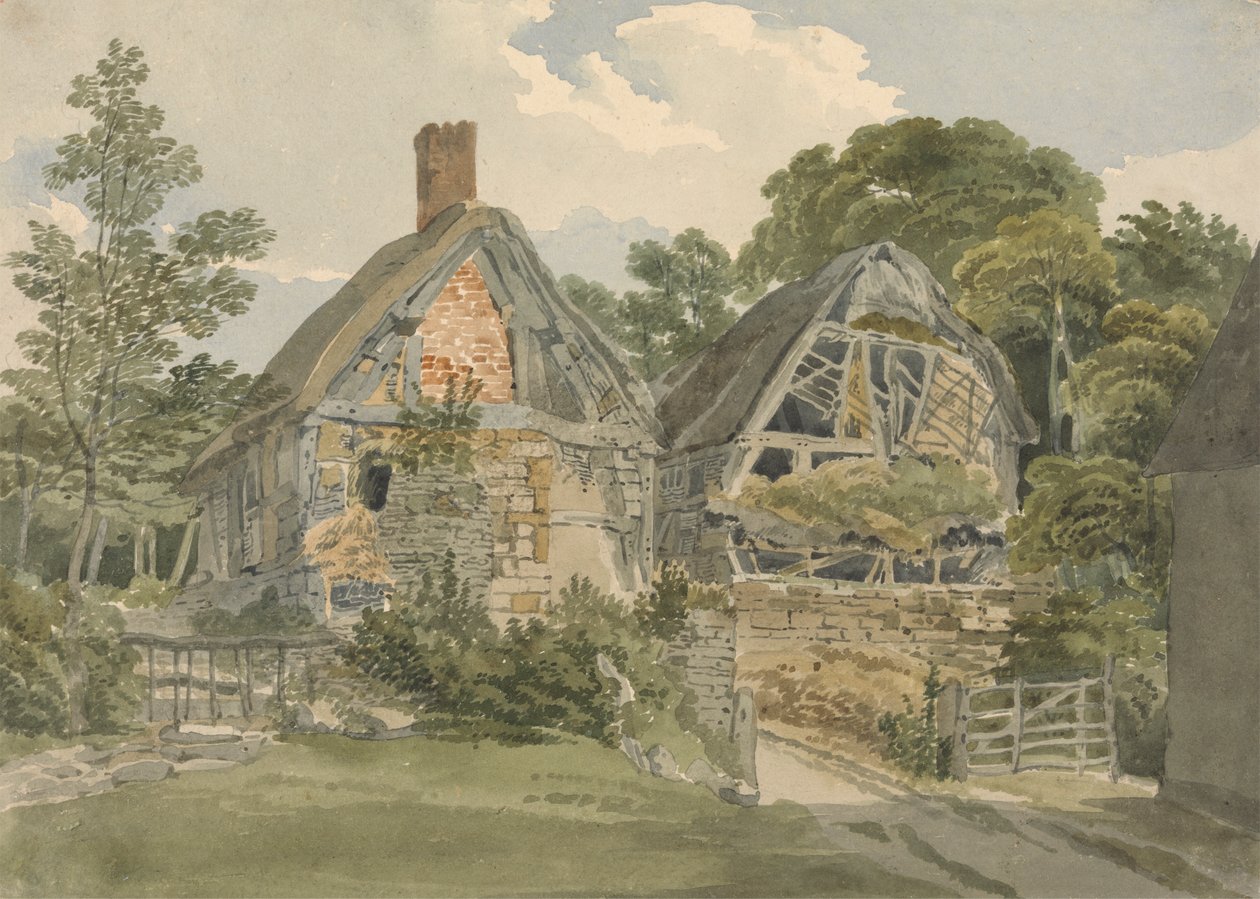 Thatched Cottage and Adjoining Barn by Joseph Powell